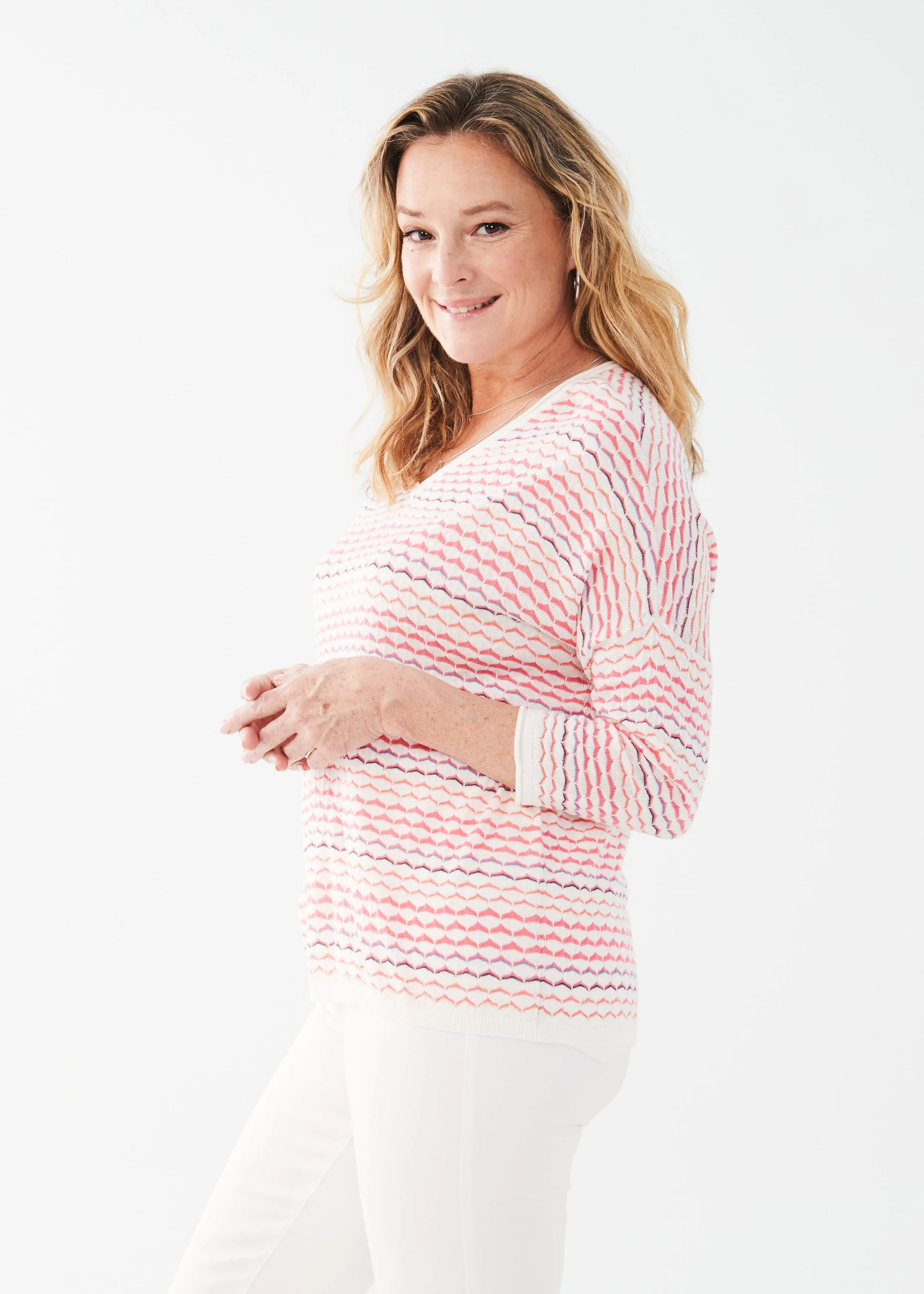 3/4 Sleeve V-Neck Sweater