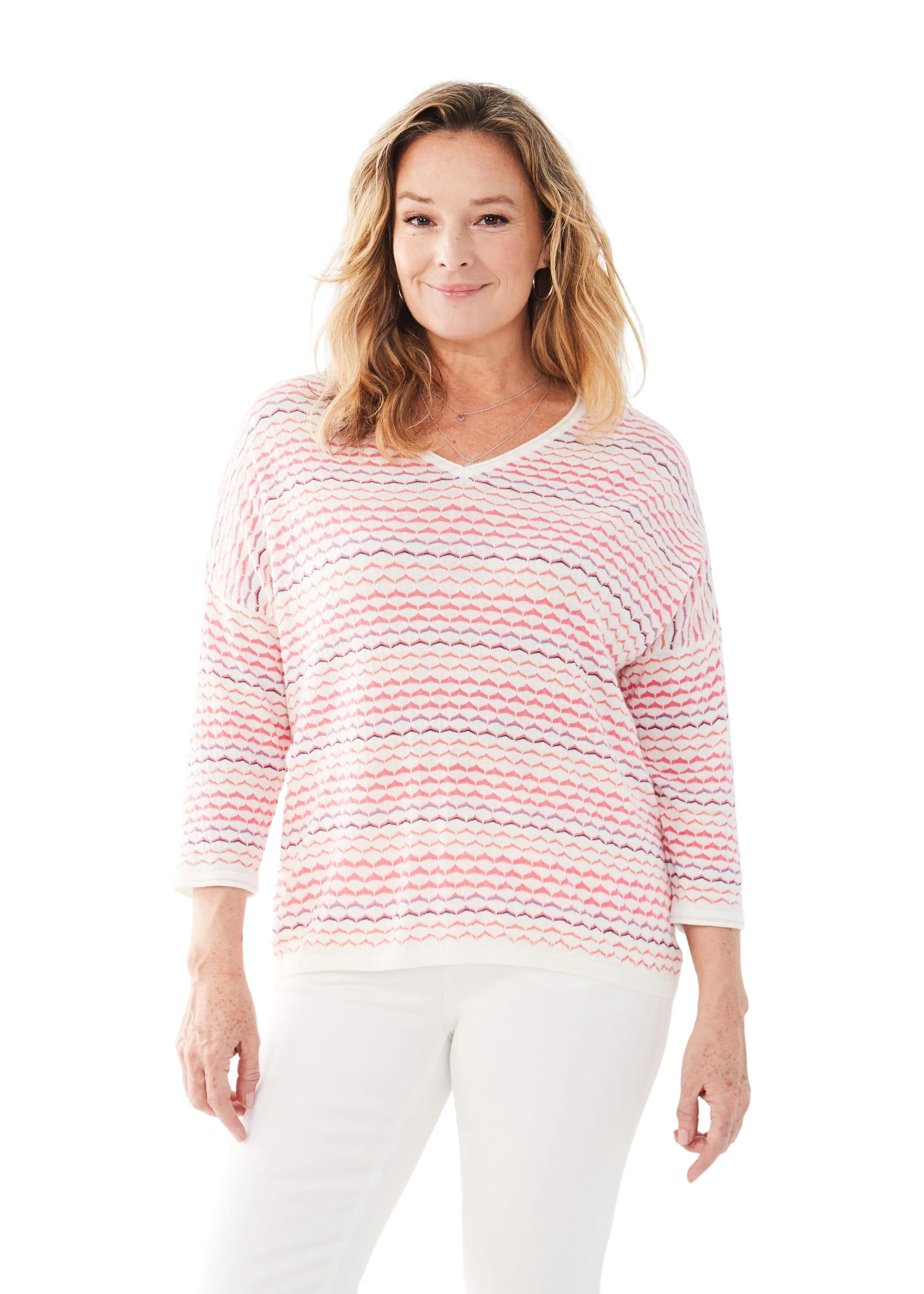 3/4 Sleeve V-Neck Sweater