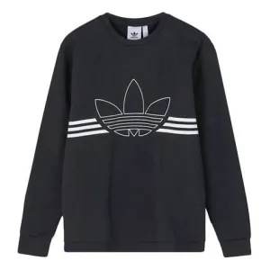 adidas originals Outline Crw Flc Casual Loose Round Neck Sweatshirt Black