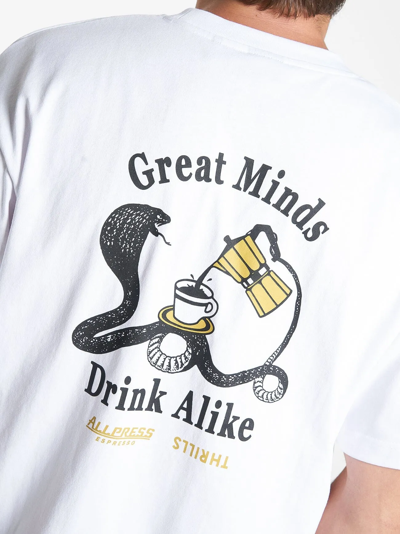 Allpress X Thrills Great Minds Drink Alike Oversize Pocket Tee - White