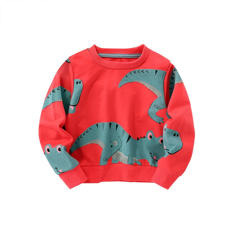 Baby Boy Dinosaur Pattern Long Sleeve Crewneck Hoodies by MyKids-USA™