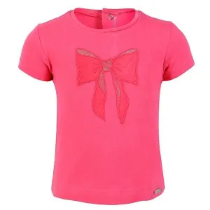 BABY GIRL FUCHSIA BIG BOW PRINT T-SHIRT