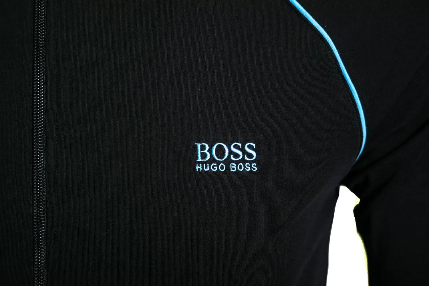 BOSS Mix & Match Jacket Z Sweatshirt in Black & Sky Blue Trim