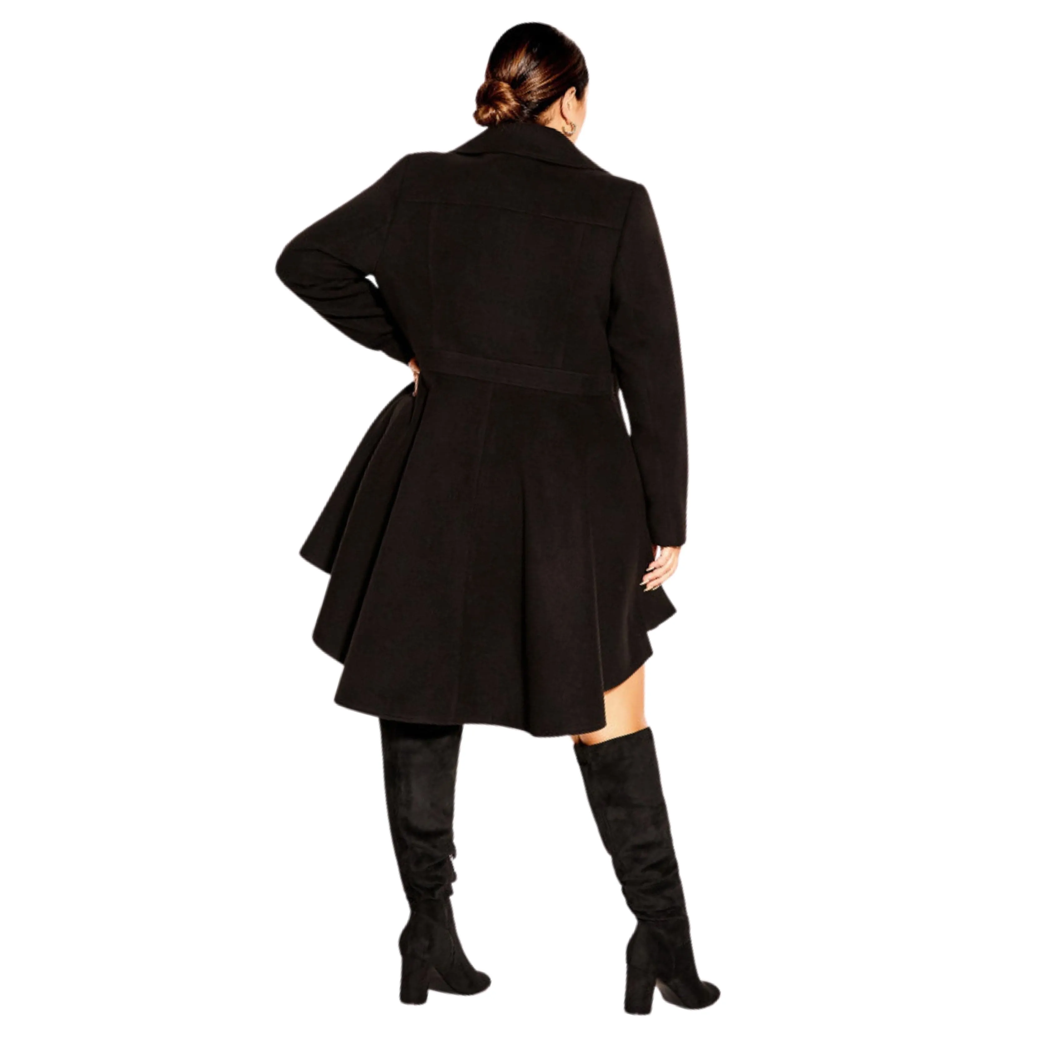 CITY CHIC - COAT HI LO FRILL