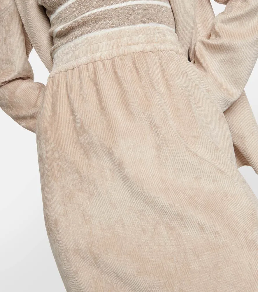 Corduroy midi pencil skirt BRUNELLO CUCINELLI, beige