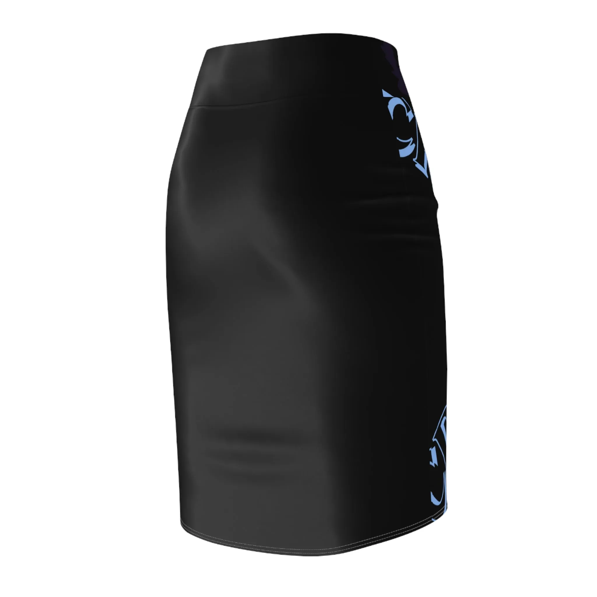 Crowgodshi First Generation Limited Edition Women's Pencil Skirt, CAROLINA BLUE LOGO