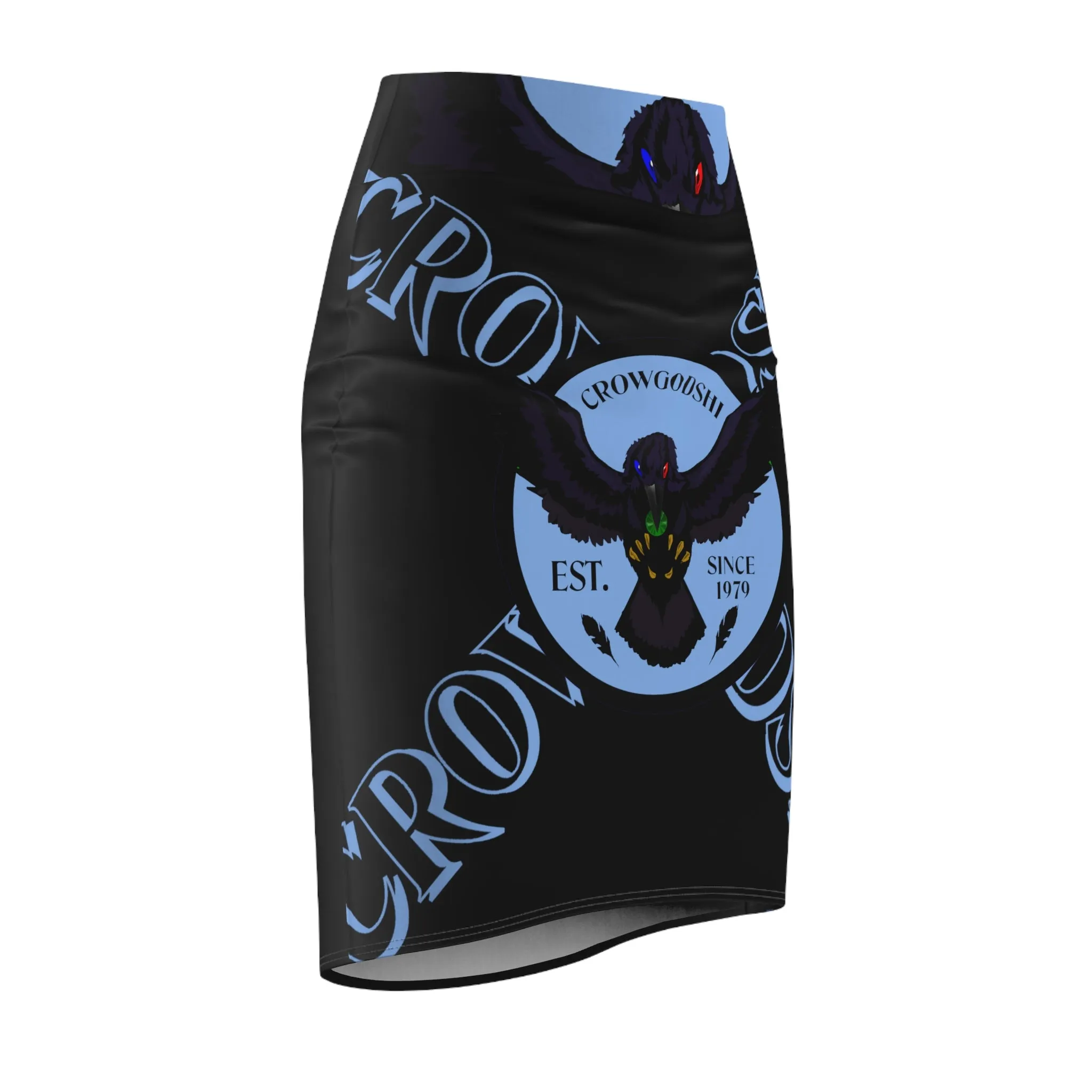 Crowgodshi First Generation Limited Edition Women's Pencil Skirt, CAROLINA BLUE LOGO