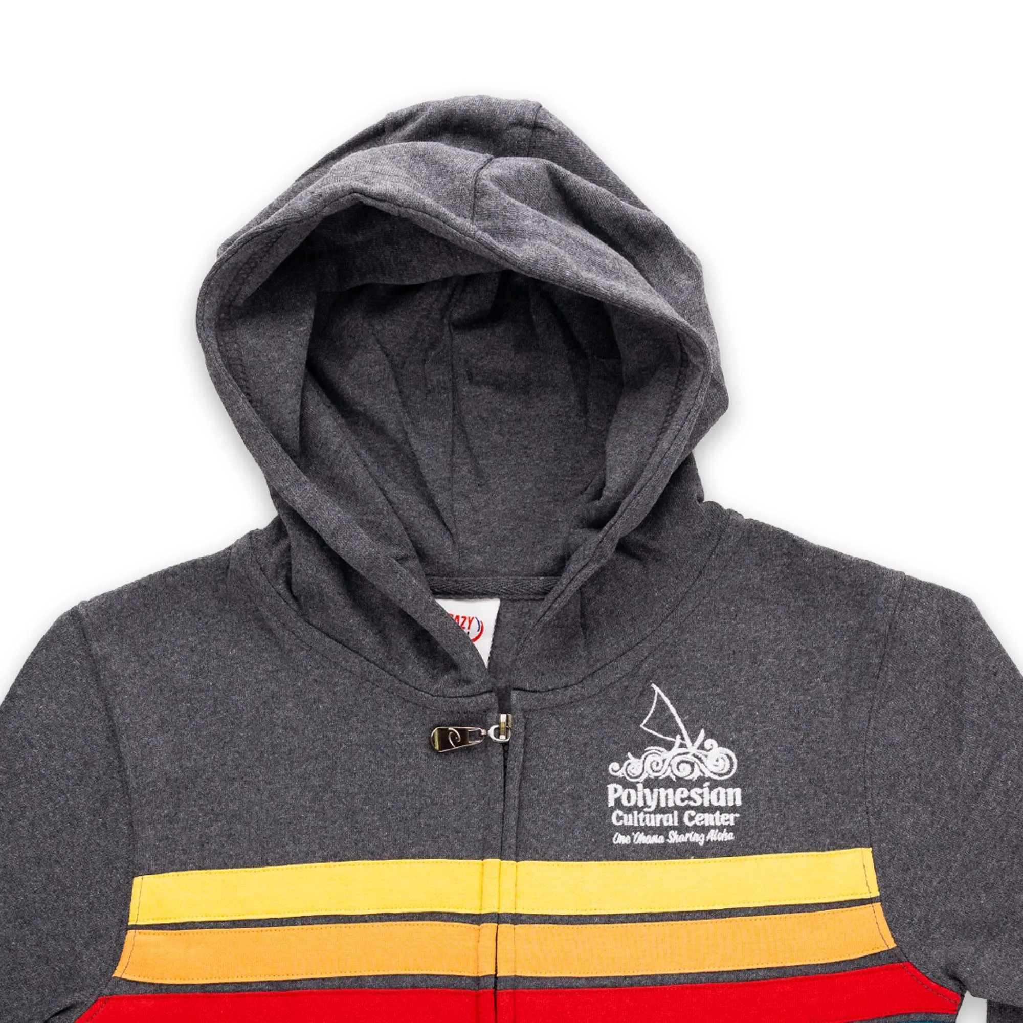 Custom Polynesian Cultural Center Logo Youth Full Zip Hoodie- Color Stripes