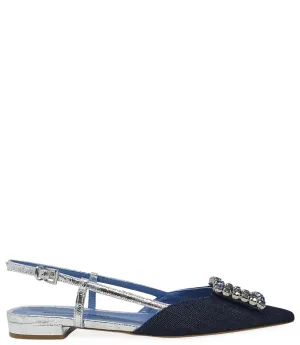 Denim/Silver Sling Back Flat