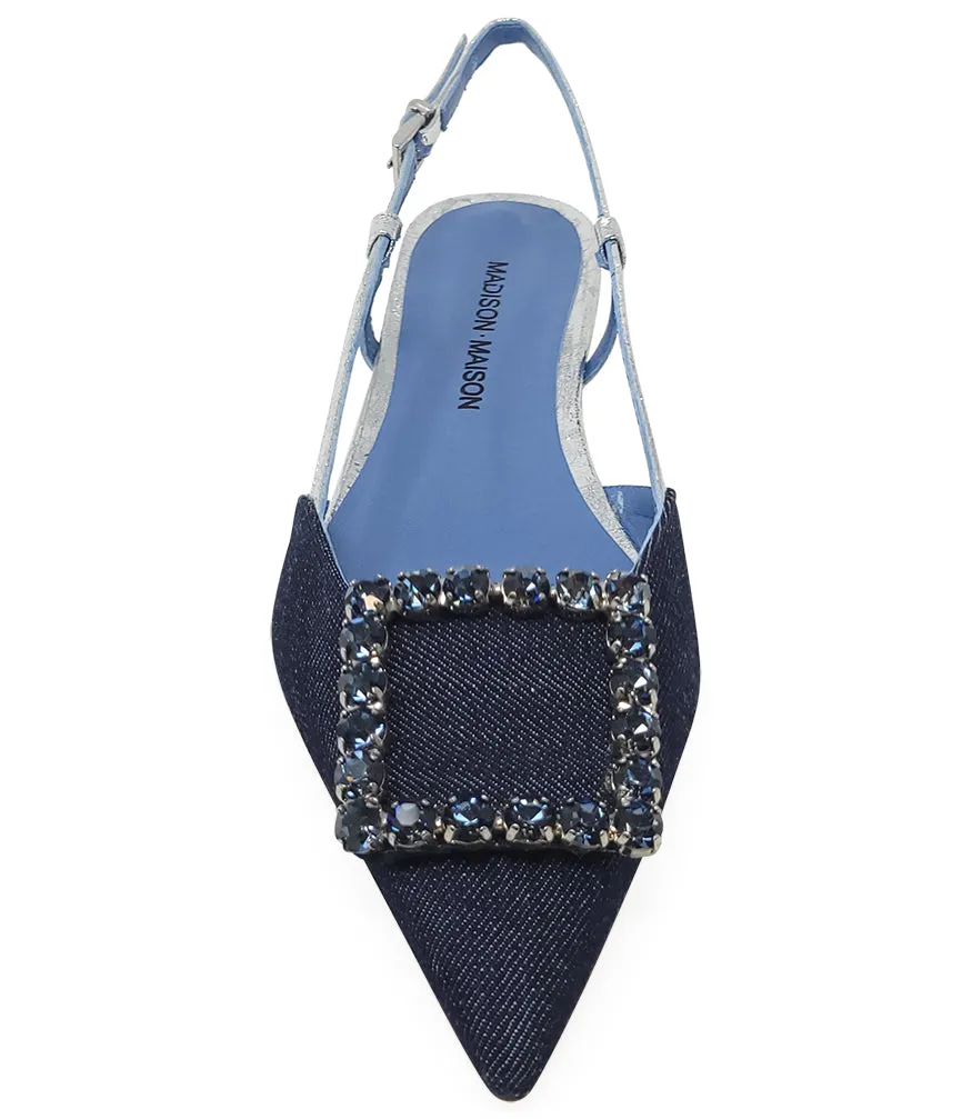 Denim/Silver Sling Back Flat