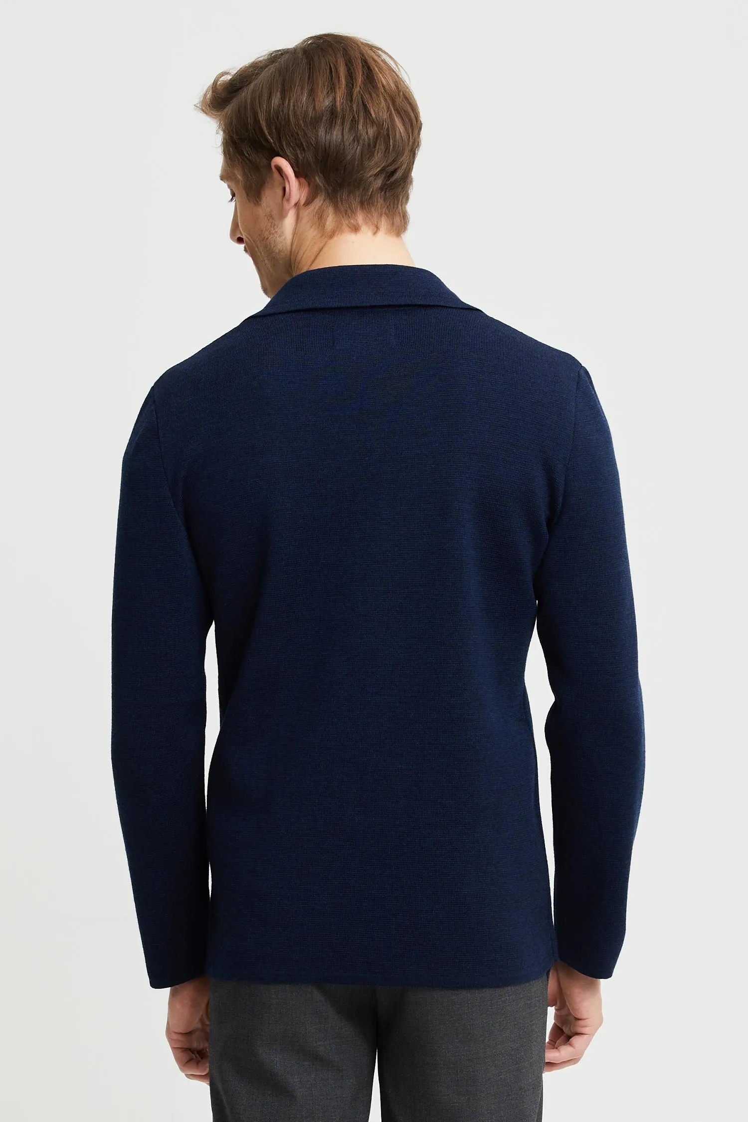 Elias Extre Fine Merino Wool Cardigan Blue