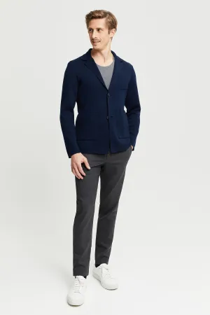 Elias Extre Fine Merino Wool Cardigan Blue