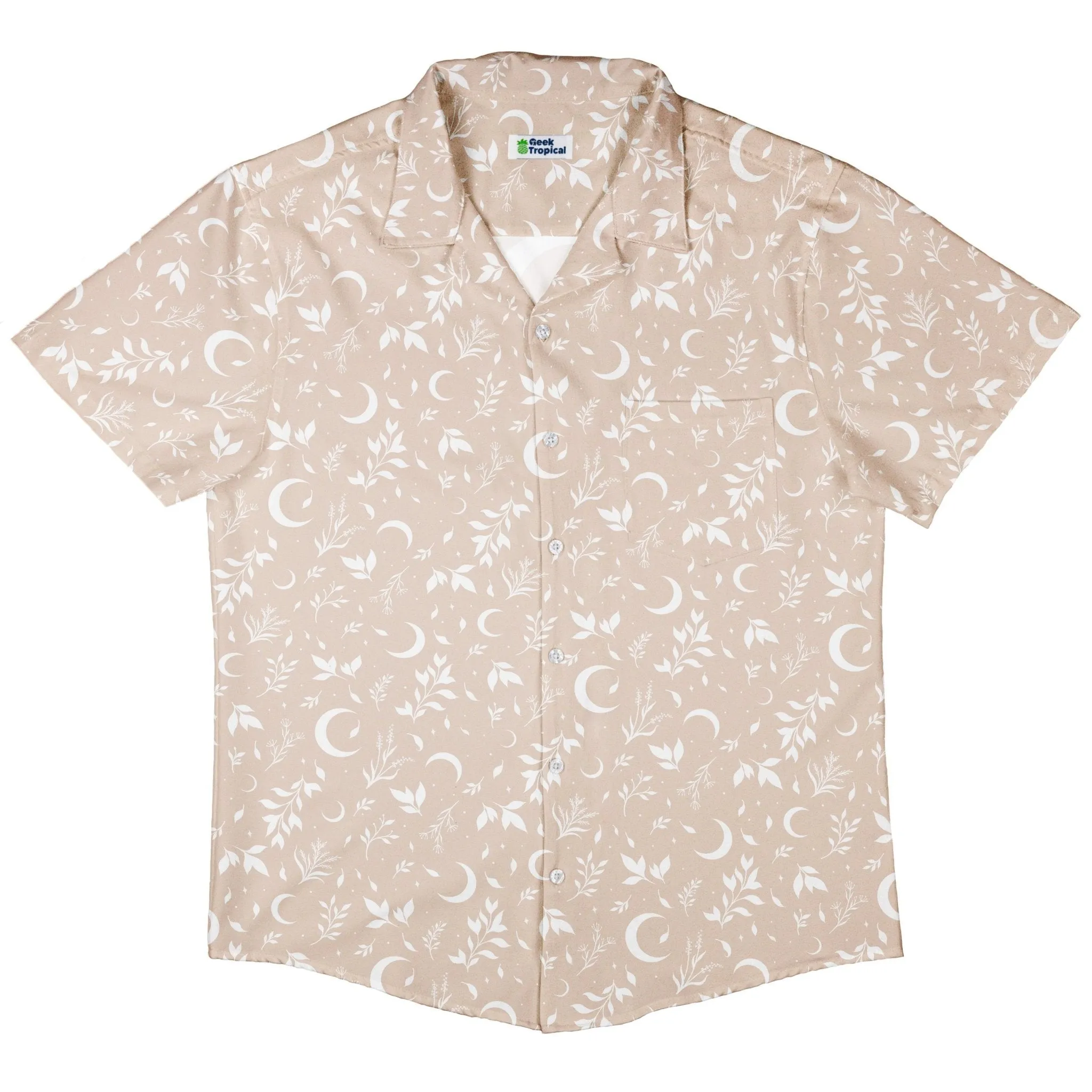 Episodic Crescent Moon Garden Biege Button Up Shirt