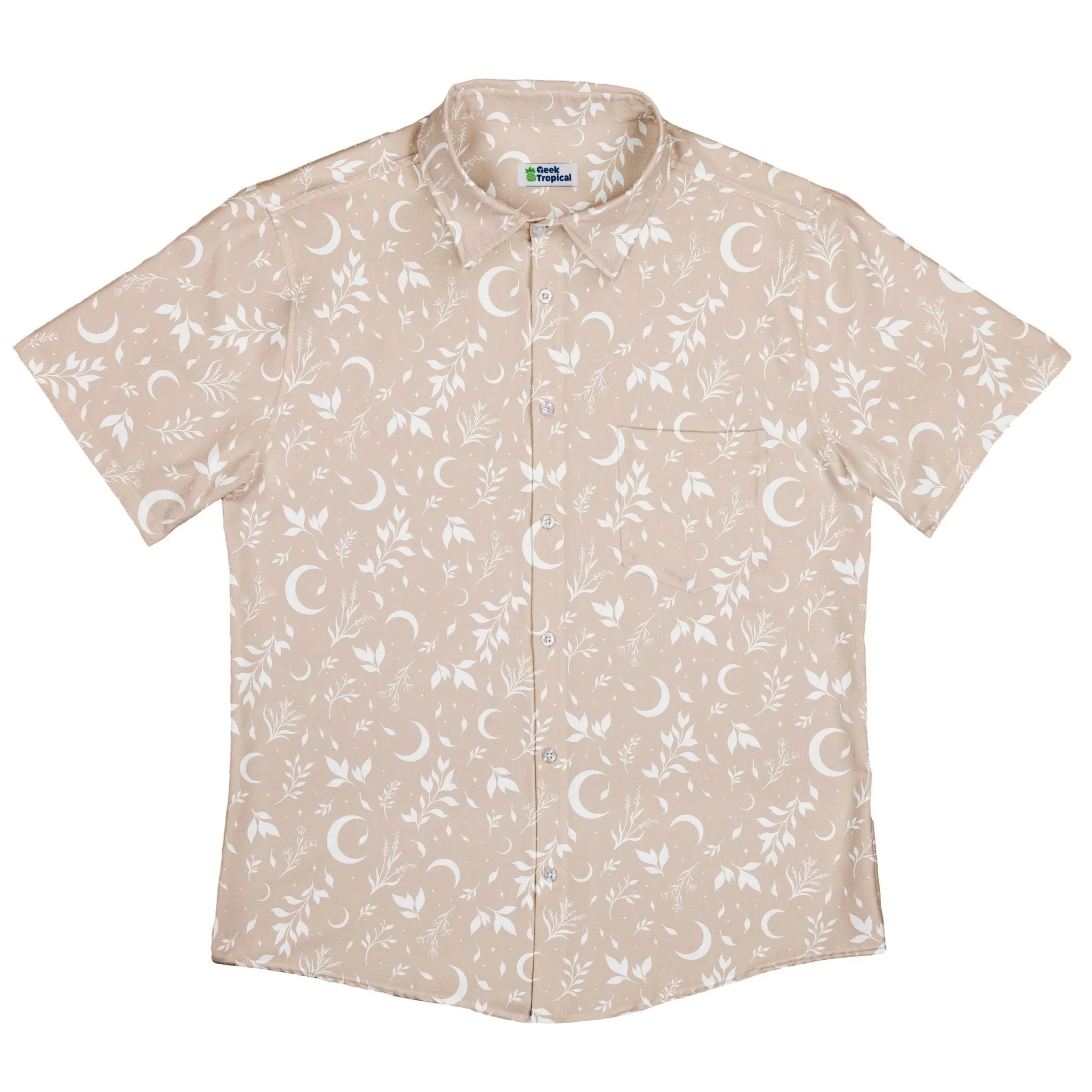 Episodic Crescent Moon Garden Biege Button Up Shirt