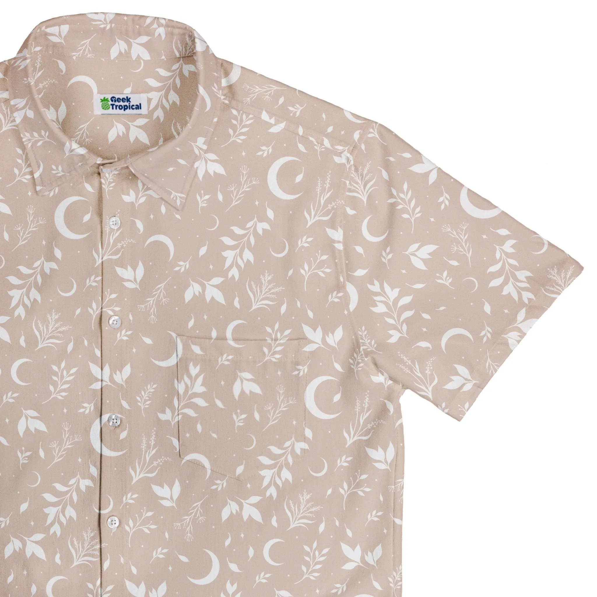 Episodic Crescent Moon Garden Biege Button Up Shirt