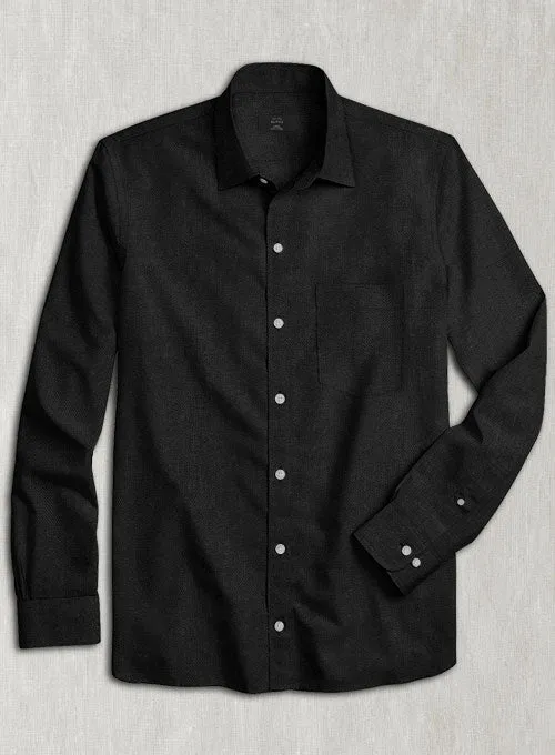 European Black Linen Shirt