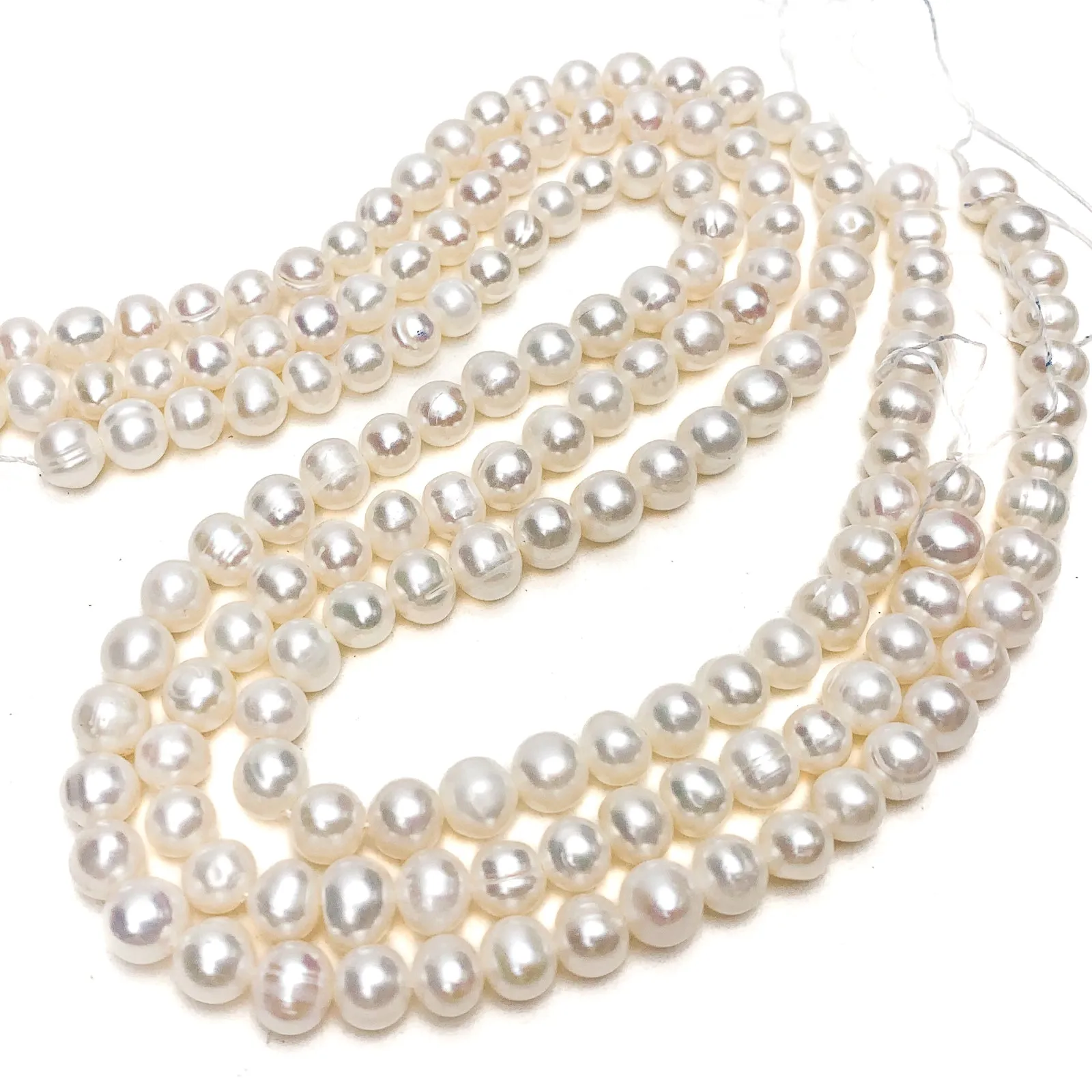 Fine White Round Freshwater Pearl Bead Strand