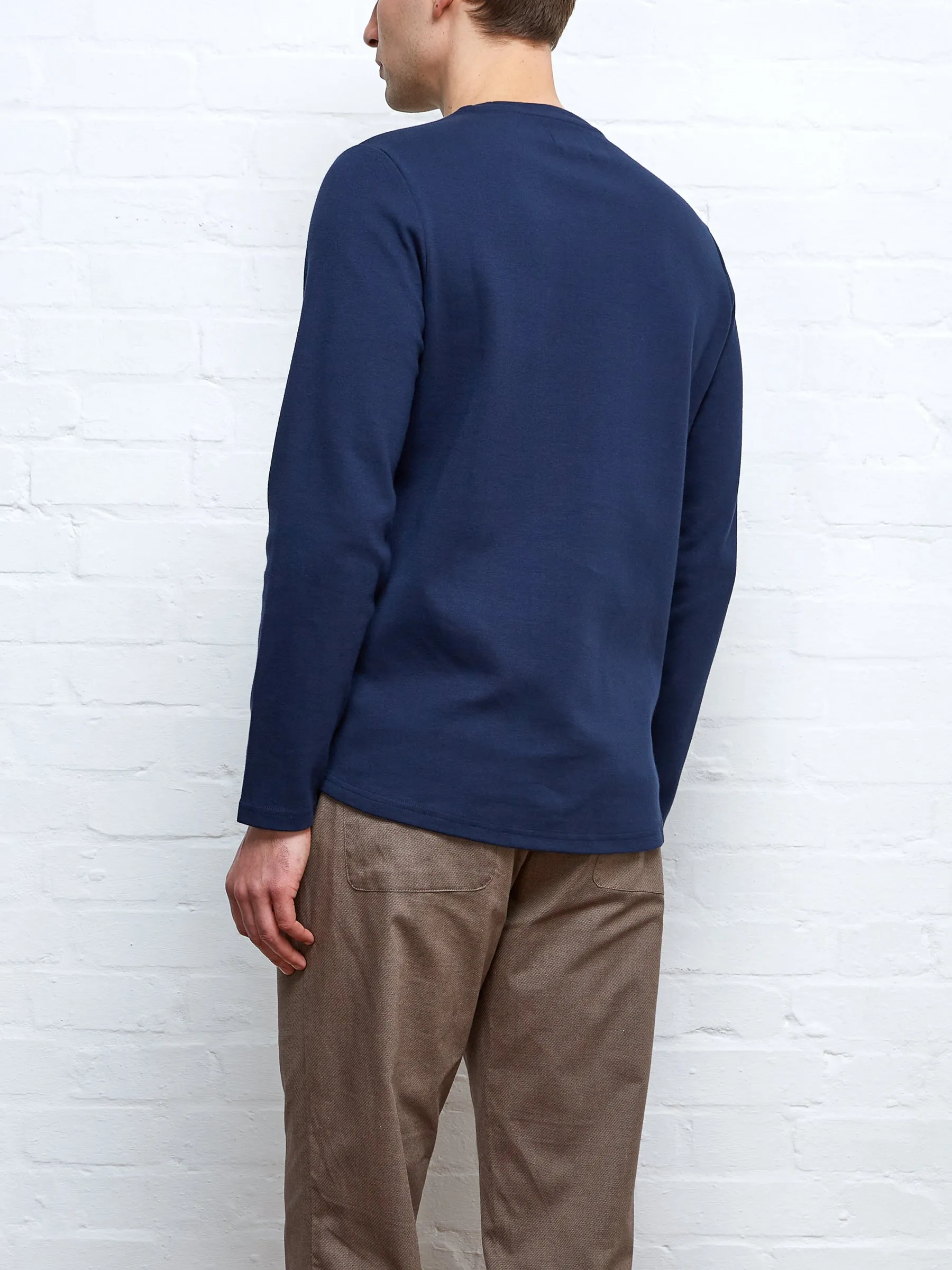 Heavy Long Sleeve Plain T-Shirt Tavistock Navy