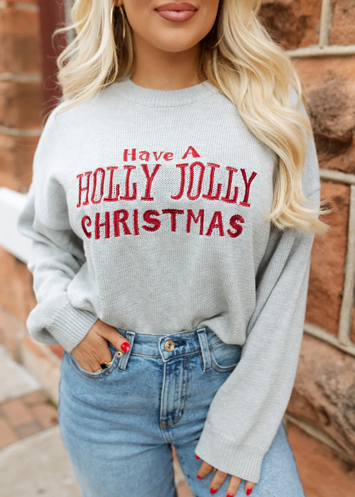 Holly Jolly Christmas Grey Sweater