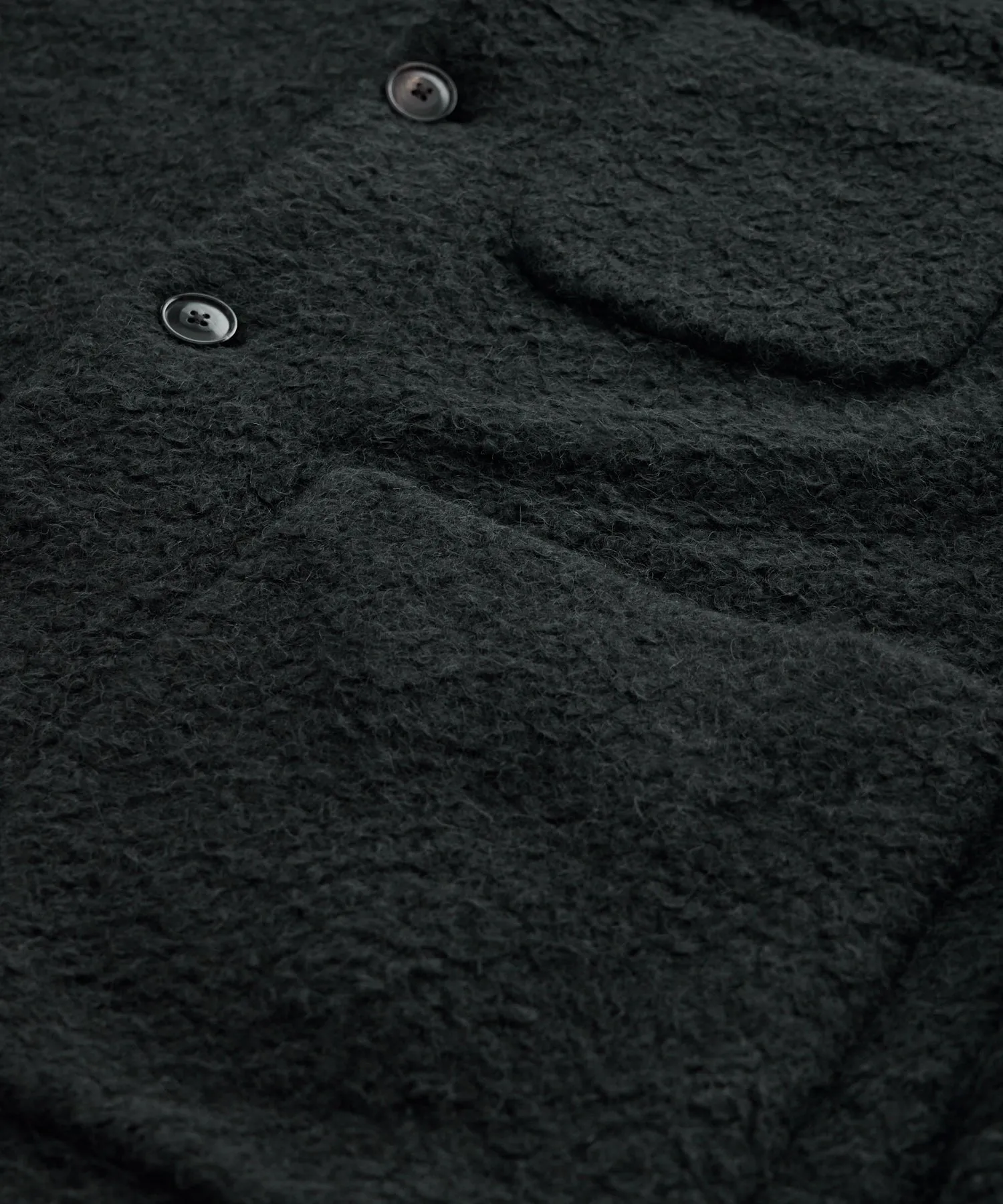 Italian Cashmere Chore Coat in Black Boucle