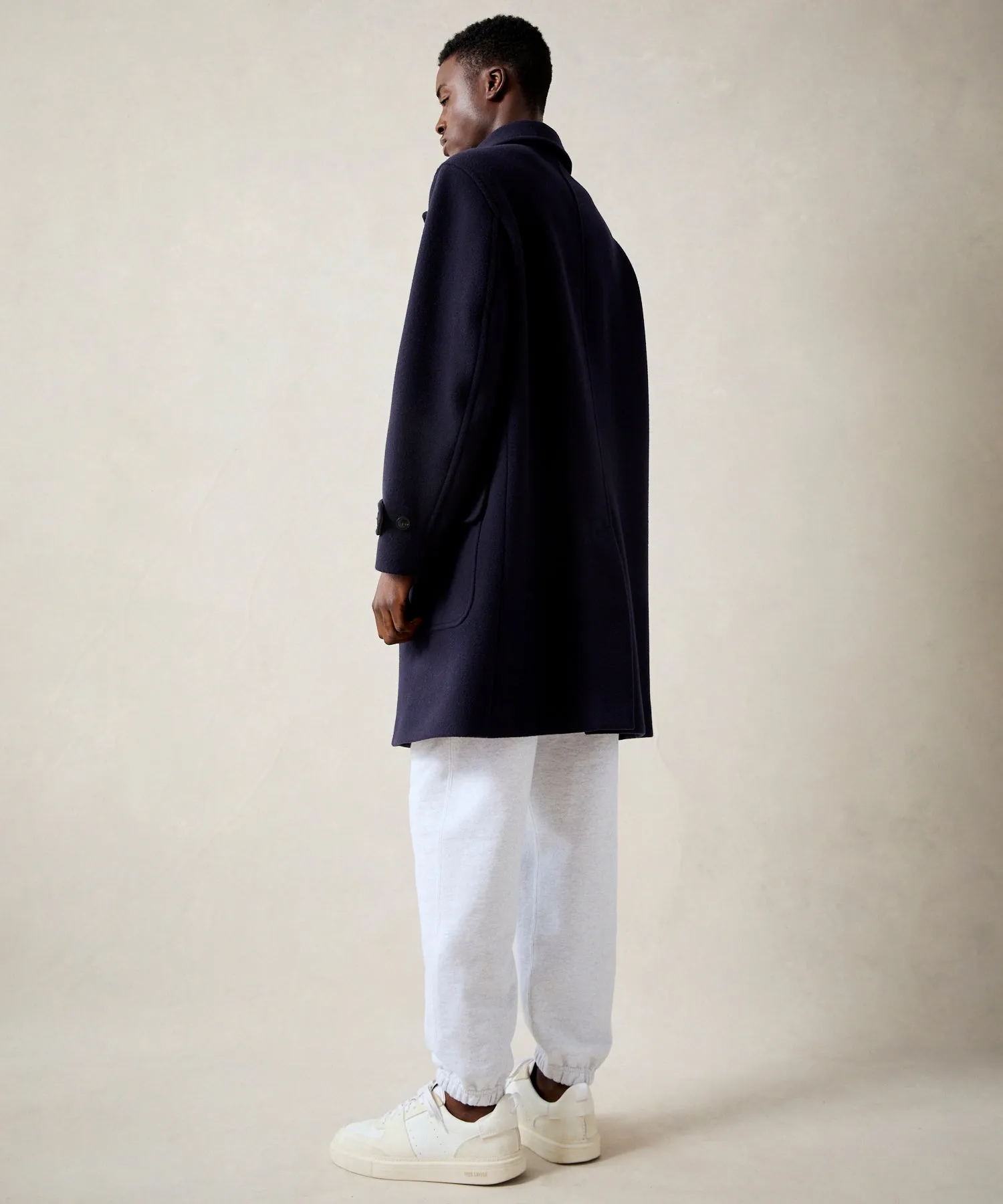 Italian Wool Car Coat in Navy