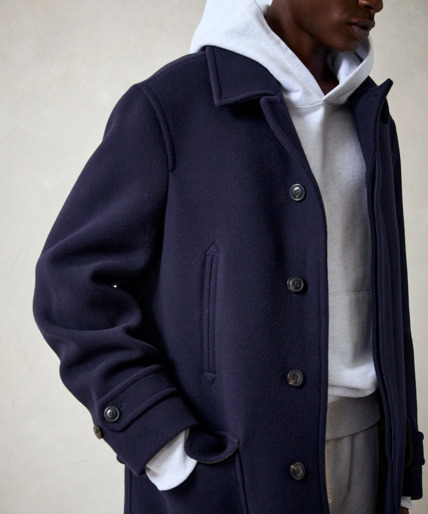 Italian Wool Car Coat in Navy