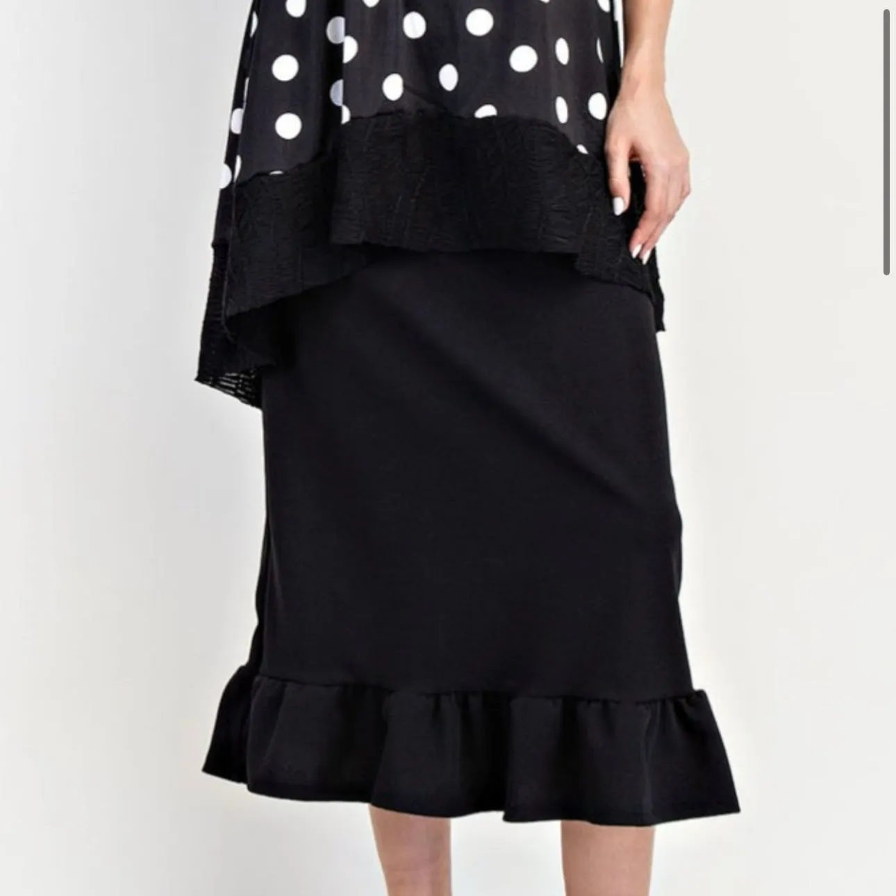 Liza Lou's Monique Black Skirt with Bottom Ruffle