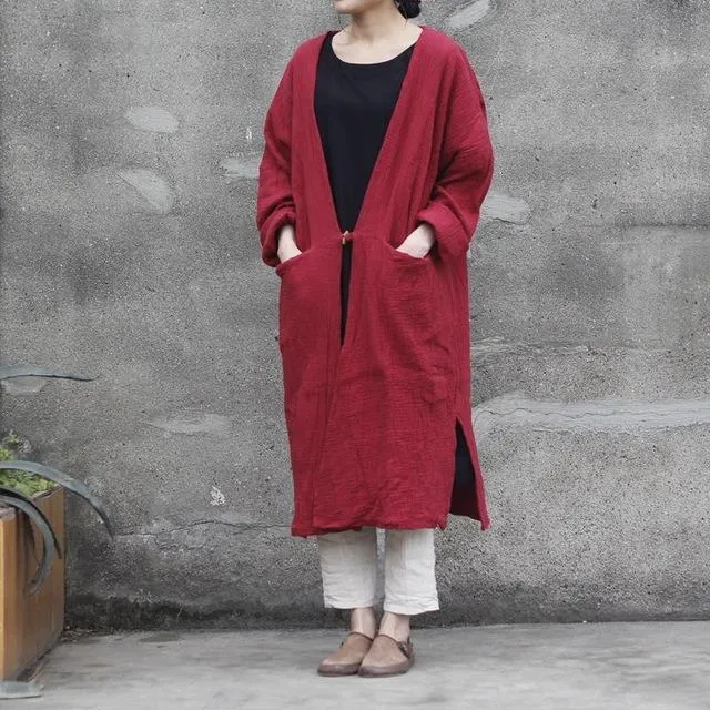 Long Cotton and Linen Cardigan  | Zen