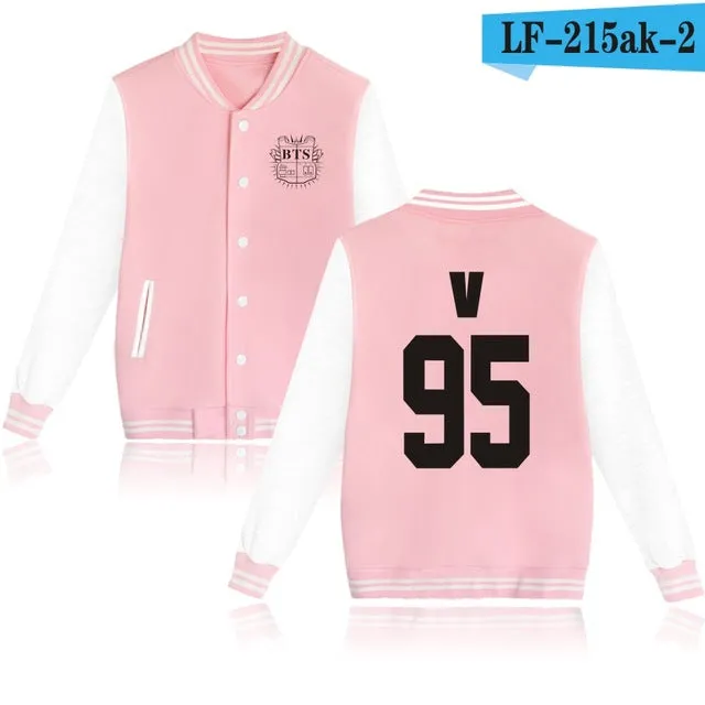 LUCKYFRIDAYF Women Kpop BTS Bangtan Boys Baseball Uniform Jungkook Jhope Jin Jimin V Suga Long Sleeve Jacket Casual Sweatshirt