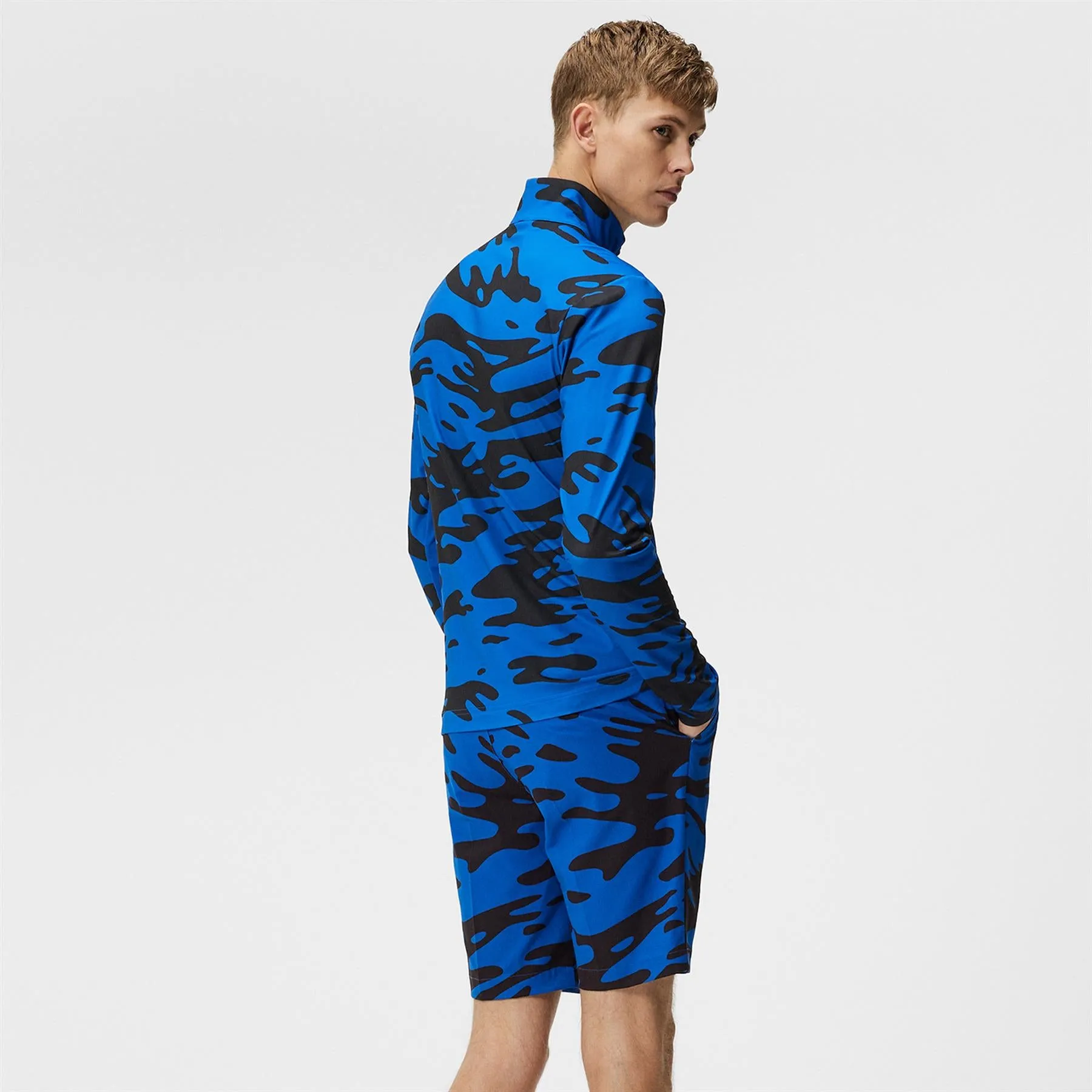 Luke Regular Fit Half Zip Printed Mid Layer Neptune Blue - SS24