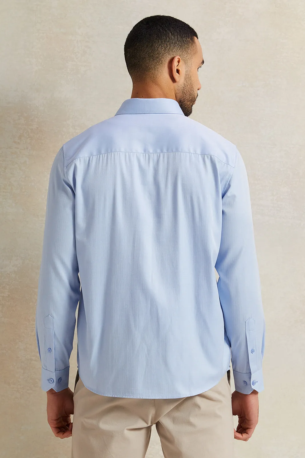 Men Blue Stand-Up Pack Shirt