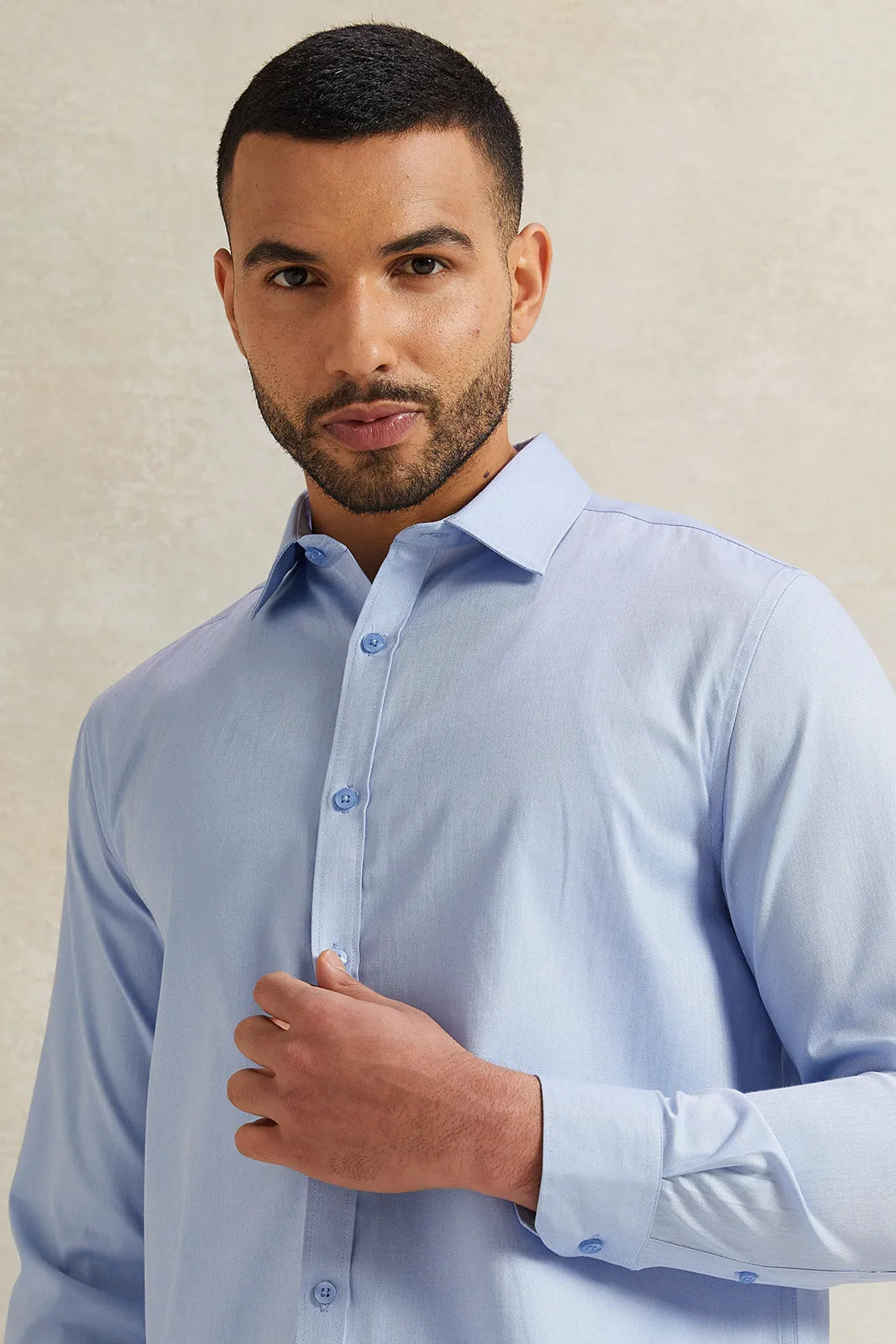 Men Blue Stand-Up Pack Shirt