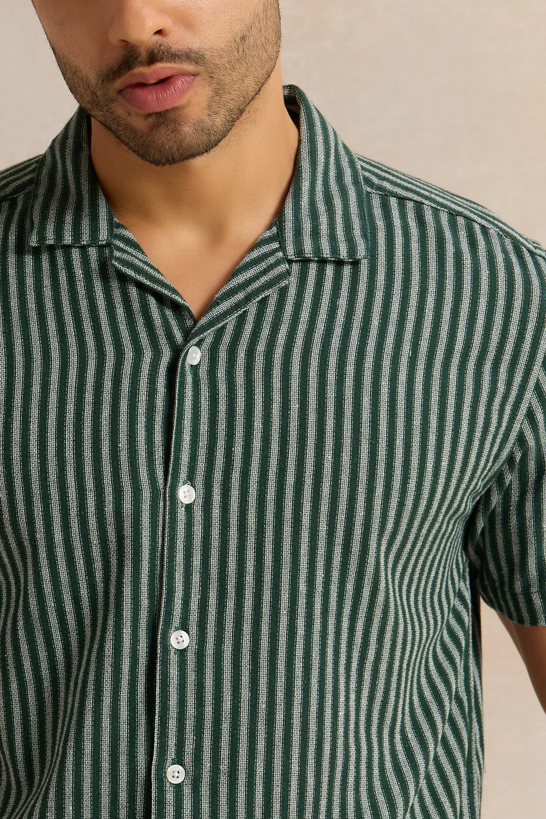 Men Blue Striped Casual Shirt