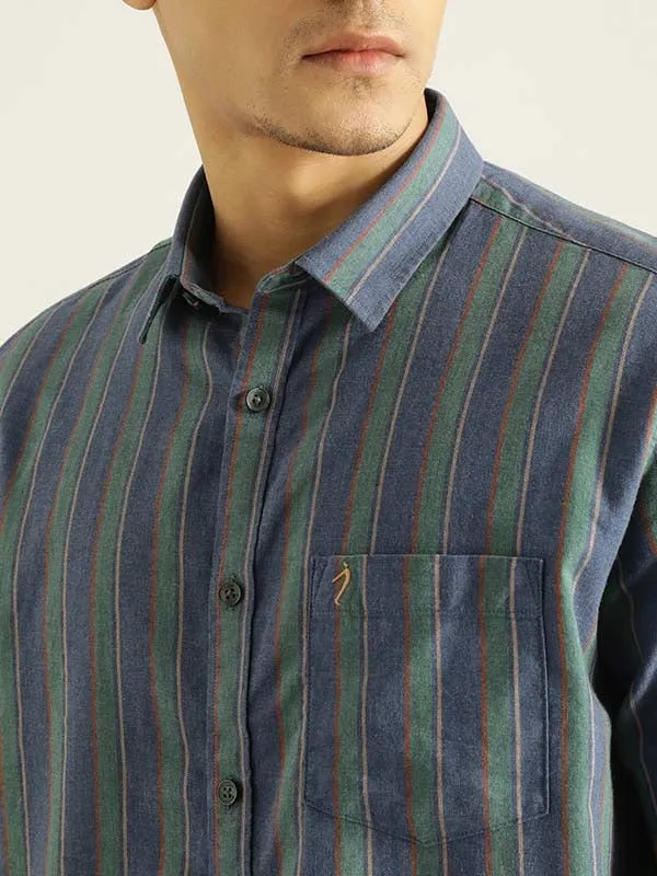 Men Striped Half Sleeve Cotton Shirt