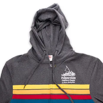 Multi-color Stripe "Polynesian Cultural Center" Logo 2XL Full Zip Hoodie