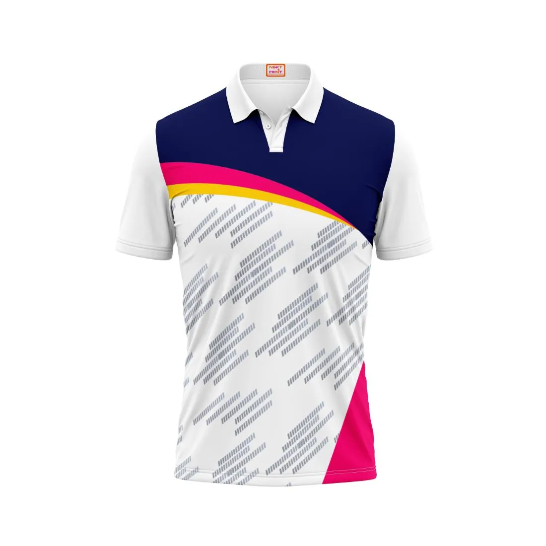 Next Print Customized Polo Neck White Jersey NPTS81