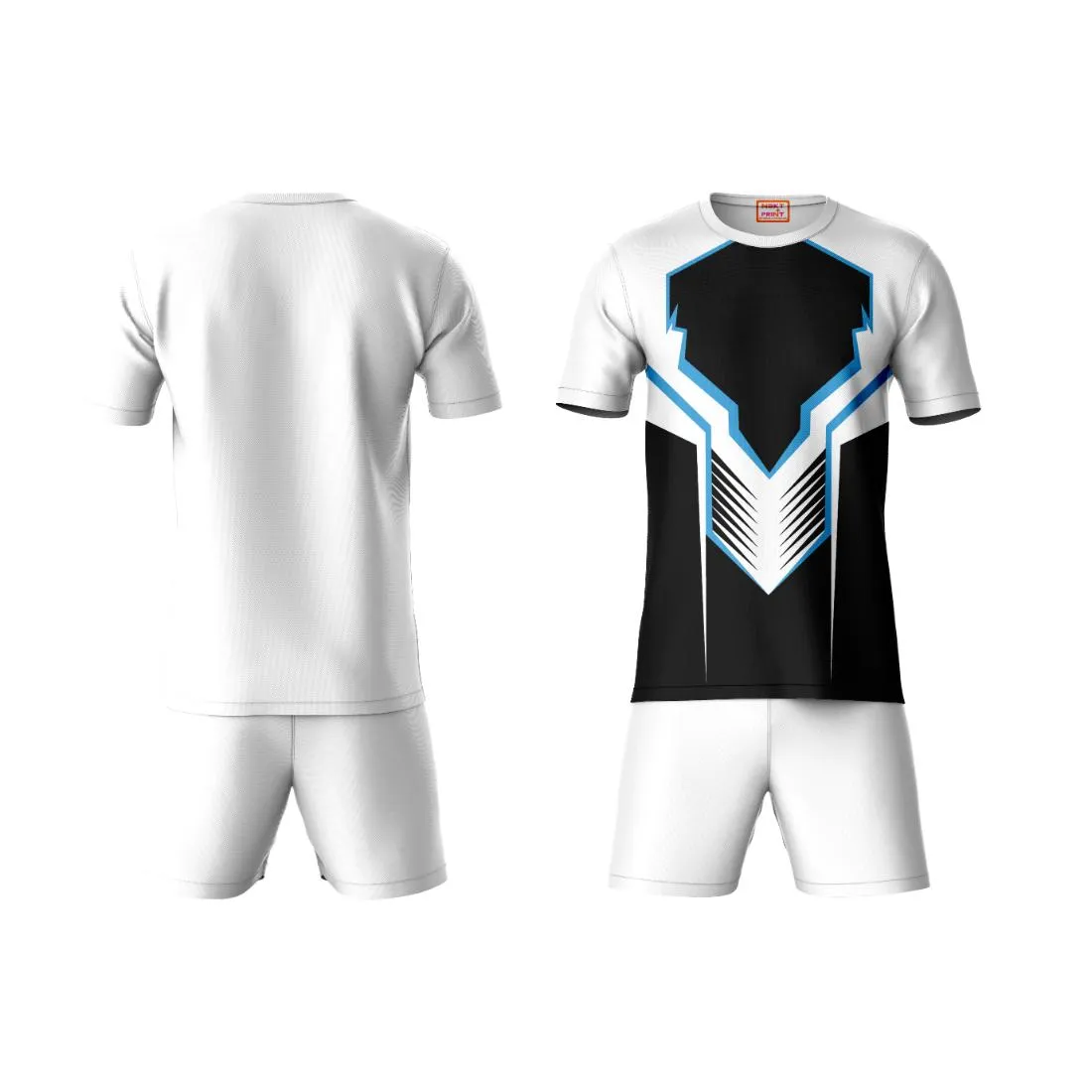 Next Print Round neck jersey white with shorts NPTS08