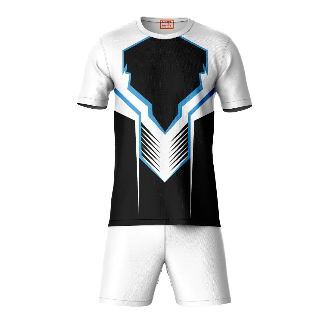 Next Print Round neck jersey white with shorts NPTS08