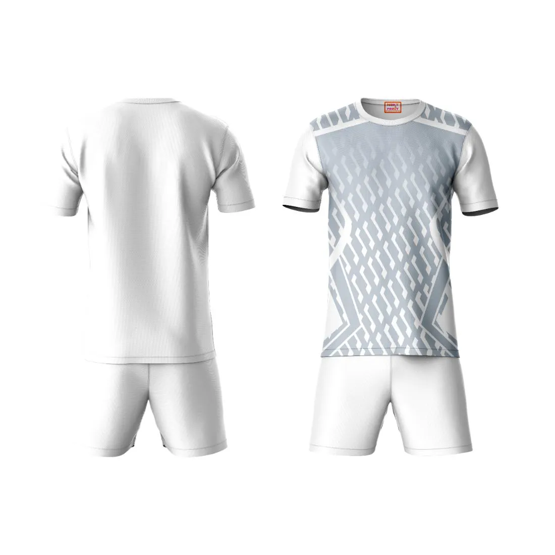 Next Print Round neck jersey white with shorts NPTS133