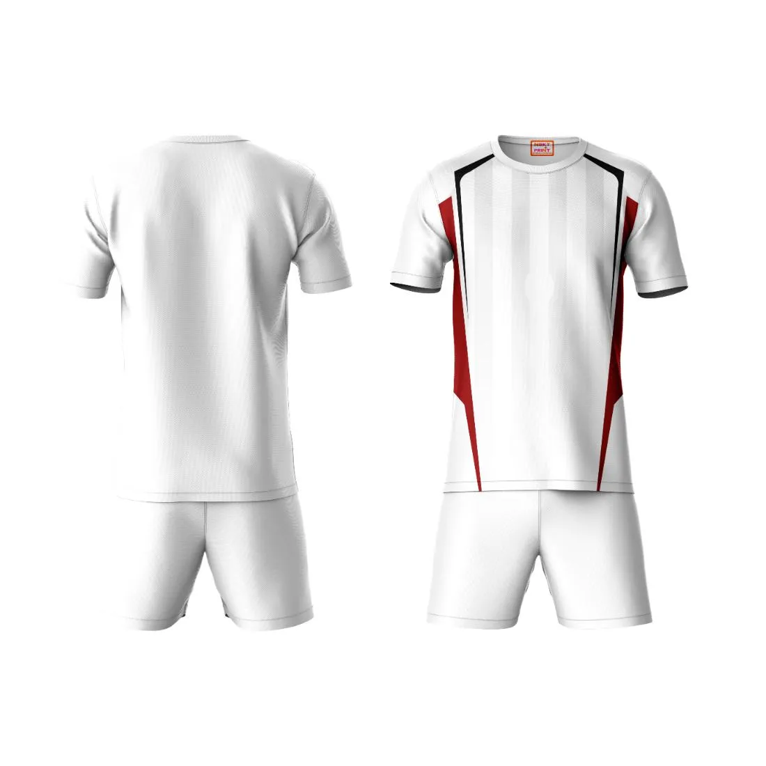 Next Print Round neck jersey white with shorts NPTS142