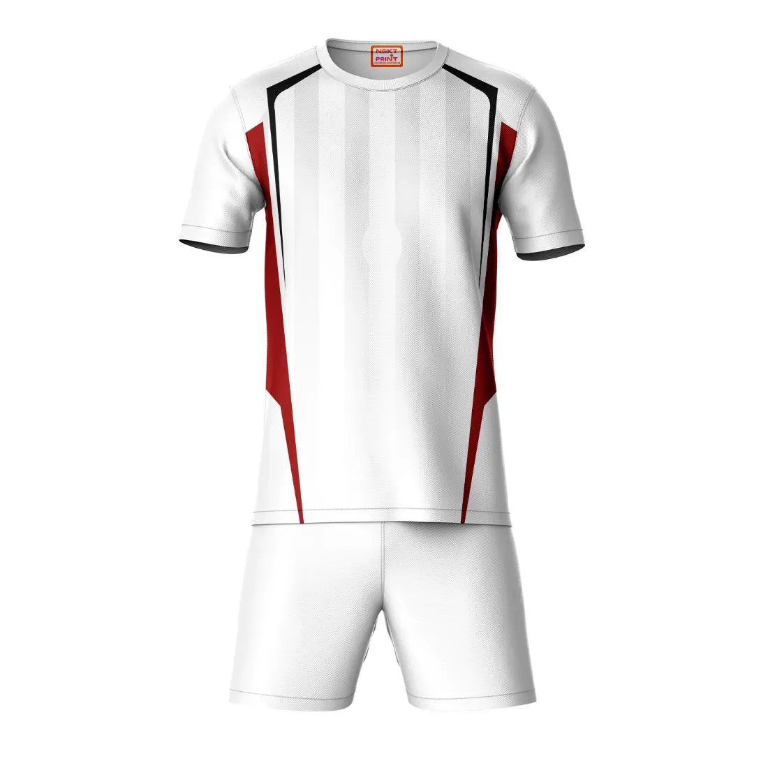 Next Print Round neck jersey white with shorts NPTS142