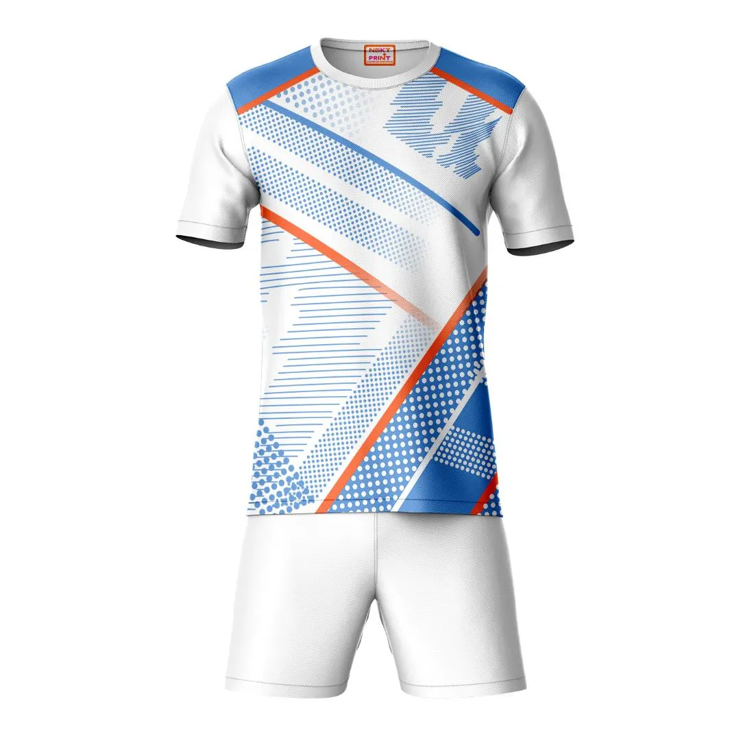 Next Print Round neck jersey white with shorts NPTS146