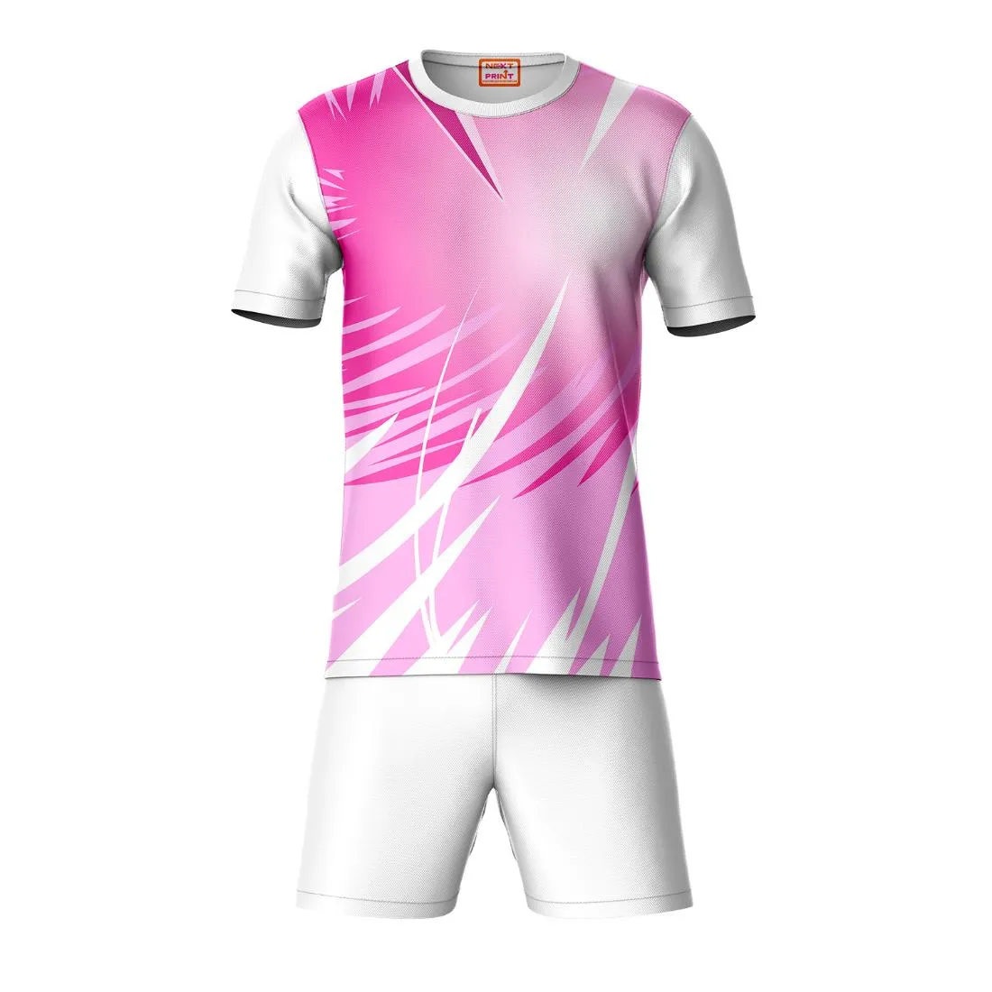 Next Print Round neck jersey white with shorts NPTS156