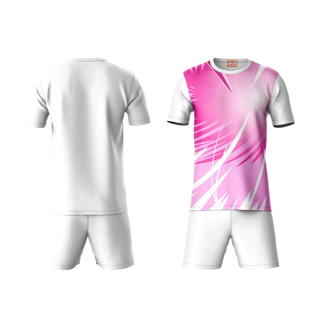 Next Print Round neck jersey white with shorts NPTS156