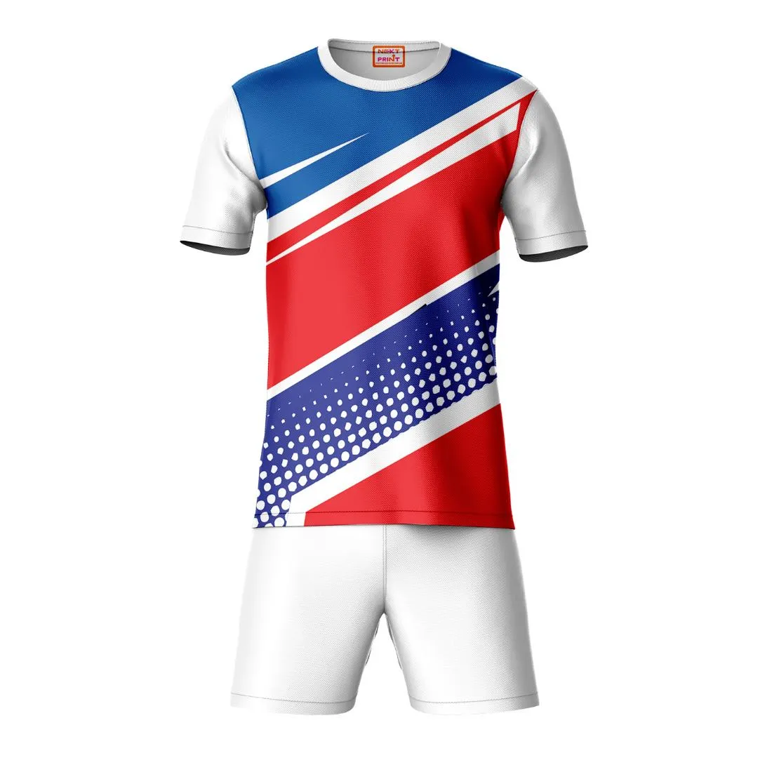 Next Print Round neck jersey white with shorts NPTS181