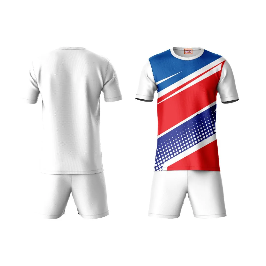 Next Print Round neck jersey white with shorts NPTS181