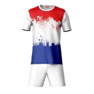 Next Print Round neck jersey white with shorts NPTS197