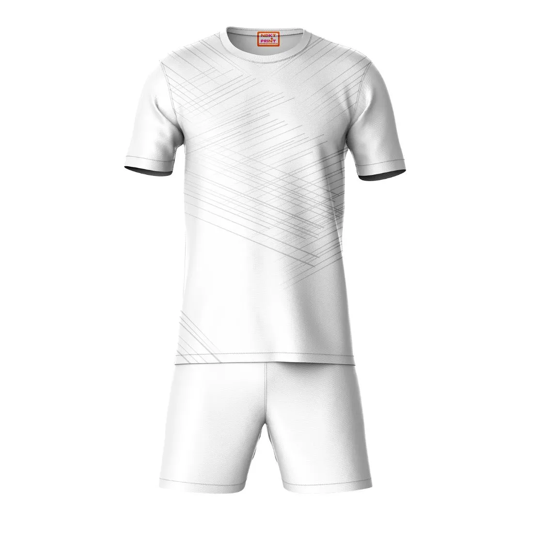 Next Print Round neck jersey white with shorts NPTS50