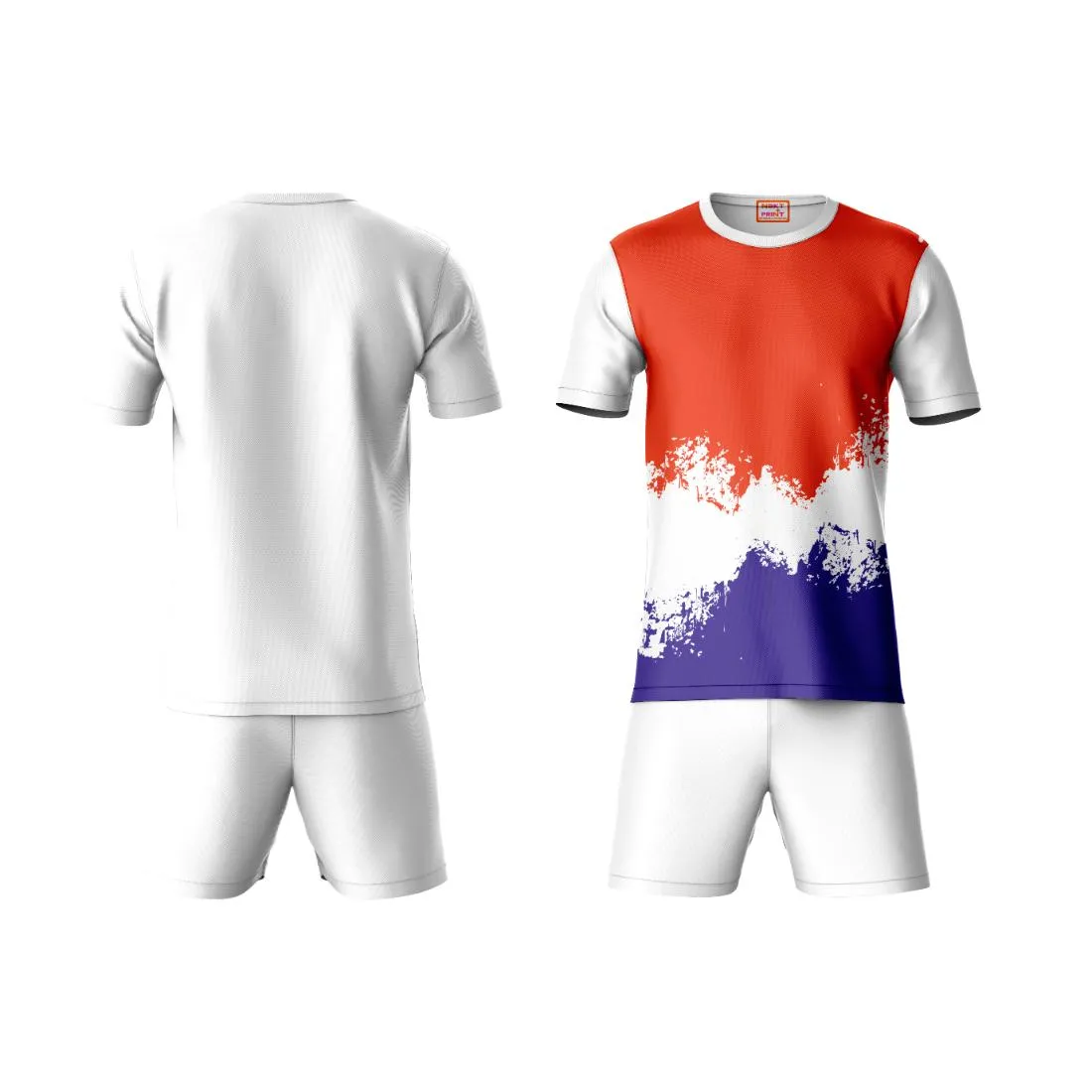 Next Print Round neck jersey white with shorts NPTS54