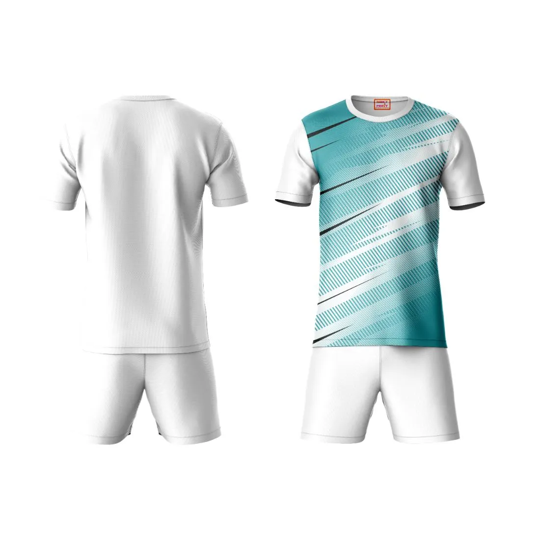 Next Print Round neck jersey white with shorts NPTS71